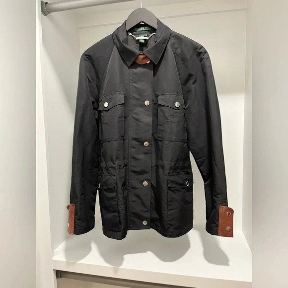 Lauren Ralph Lauren Black Wind Utility Coat Lamb Detail Size XL - Picture 1 of 15